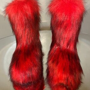 Red faux Fur Boots